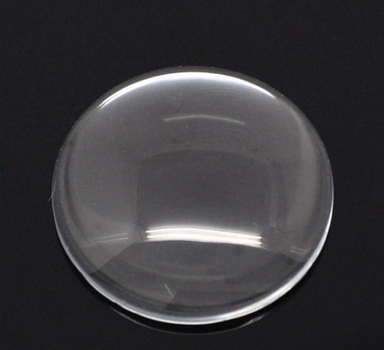 Picture of Transparent Glass Dome Seals Cabochons Round Flatback Clear 3cm(1 1/8") Dia, 2 PCs