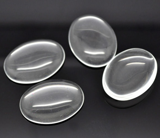 Immagine di Vetro Cupola Cabochon Cabochon per Abbellimento Ovale Flatback Clear Trasparente 4cm x 3cm, 2 Pz