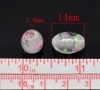 Image de Perles en Lampwork Tonneau Rose Clair Fleur 14mm x 10mm, Taille de Trou: 1.6mm, 2 PCs