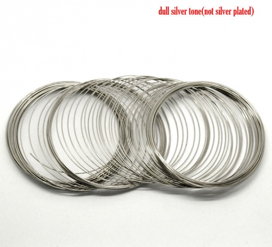 Bild von Stahldraht Armband Einzelteil Silberfarbe 0.6mm, 7cm-7.5cm D., 45 Ringe