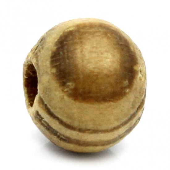 Image de Perles en Bois Forme Rond Café Zébré, Diamètre: 6mm, Tailles de Trous: 2mm, 80 Pcs
