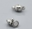 Picture of Magnetic Hematite Magnetic Clasps Half Ball Silver Tone 12mm x6mm - 11mm x5mm, 1 Set
