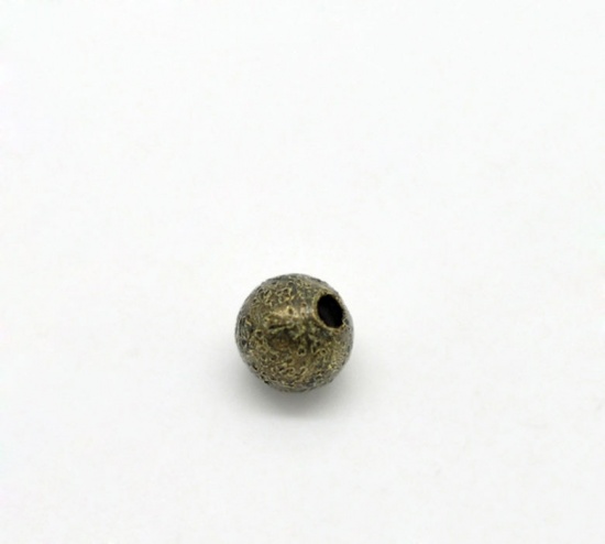 Picture of Brass Spacer Beads Ball Antique Bronze Sparkledust About 4mm( 1/8") Dia, Hole: Approx 1mm, 20 PCs                                                                                                                                                             