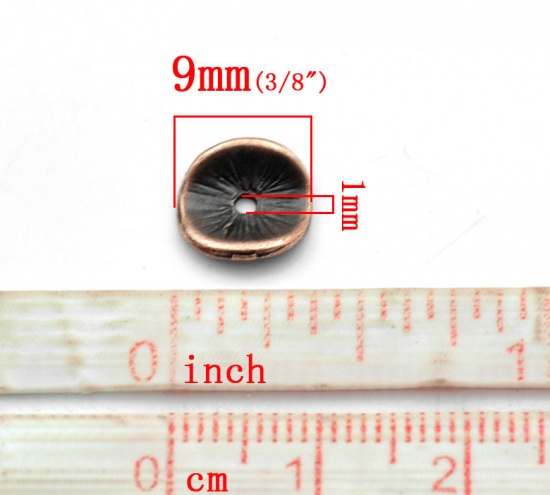 亜鉛合金 メタル/金属 波型 スペーサー ビーズ 銅古美 約 10mm x 9mm、 穴：約 1mm、 20 個 の画像