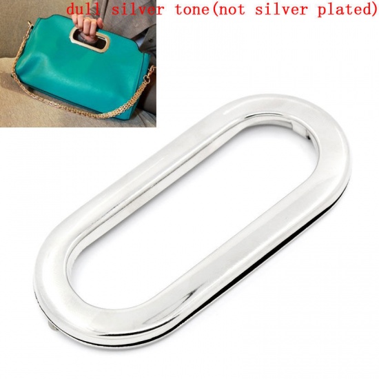 Picture of Iron Based Alloy Purse Handbags Insert Handles Oval Silver Tone 10.9cm x5.2cm(4 2/8" x2"), 1 Piece