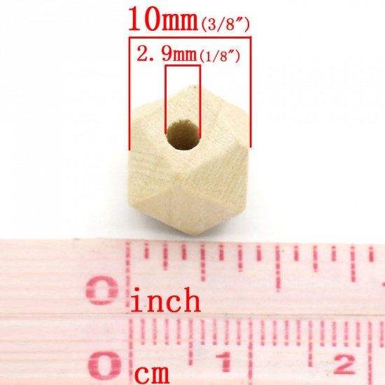 Picture of Wood Spacer Beads Polygon Natural About 13mm x 10mm, Hole: Approx 2.9mm, 6 PCs