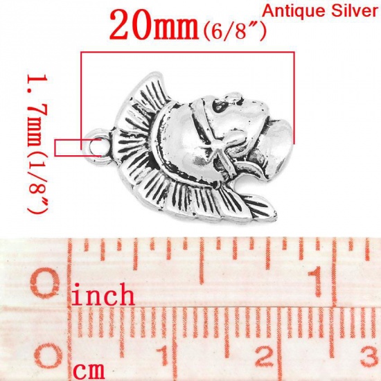 Picture of Zinc metal alloy Charm Pendants Human Antique Silver Color 16mm( 5/8") x 20mm( 6/8"), 2 PCs