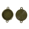 Image de Connecteurs Supports à Cabochons en Alliage de Zinc Forme Rond Bronze Antique Cabochon Rapportable (Convenable à 17mm Dia) 27mm x 21mm, 3 Pcs