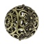 Picture of Brass Filigree Spacer Beads Round Antique Bronze Flower Hollow Carved About 17mm( 5/8") x 16mm( 5/8"), Hole:Approx 2mm, 1 Piece