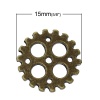 Picture of Zinc Based Alloy Steampunk Embellishments Findings Gear Antique Bronze Hollow 15mm( 5/8") Dia, 6 PCs