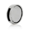 Picture of Zinc Based Alloy Slide Beads Flat Round Antique Silver Color Cabochon Settings (Fits 15mm Dia.) About 17mm Dia, Hole:Approx 11.1mm x 2.2mm (Fits 11mm x 2mm Cord), 3 PCs
