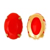 Picture of Acrylic Sew On Rhinestone Claw Setting 4 Holes Oval Red Gold Plated About 14mm( 4/8") x 10mm( 3/8"), Hole: Approx 1mm, 9 PCs