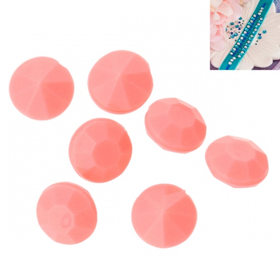 Picture of Acrylic ss28 Pointed Back Rhinestones Round Watermelon Red Faceted 6mm(2/8") Dia, 65 PCs