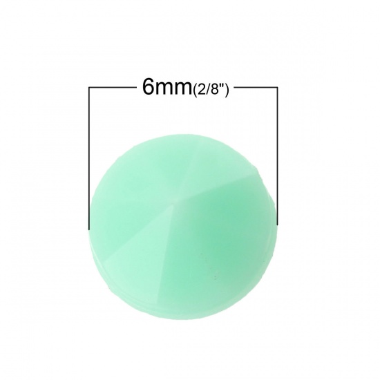 アクリル ラインストーン 円形 ファセット・カット 青磁色 直径： 6mm、 65 個 の画像