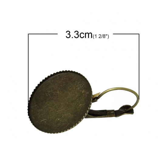Picture of Brass Clip On Earring Cabochon Settings Round Antique Bronze (Fits 20mm Dia) 33mm(1 2/8") x 21mm( 7/8"), Post/ Wire Size: (20 gauge), 2 PCs