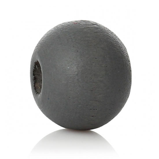 Bild von Holz Perlen Rund Dunkelgrau 6mm D., Loch: 2.1mm, 150 Stück