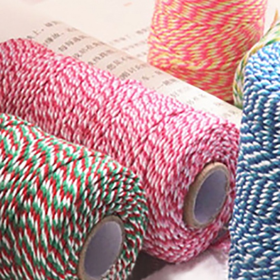 Picture of Pink white rose red 3 color 3 strands cotton decoration thread rope