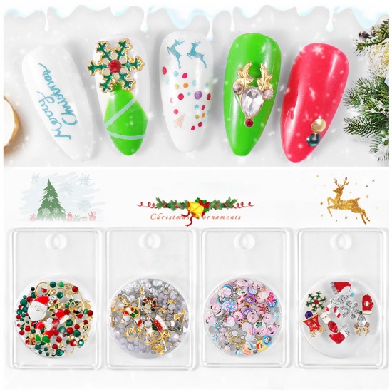 Picture of Rhinestones for Mix Studs Diamonds Beads Manicure Jewelry Gems 3D Nail Art Decoration DIY Craft Christmas Jingle Bell Red Heart 1 Set