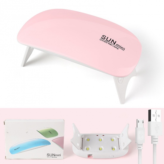 Picture of PU & Plastic Nail Phototherapy Machine Art Tools Pink LED Light Up Portable And Foldable 6 Lamp Beads 13.1cm x 6.7cm, 1 Piece