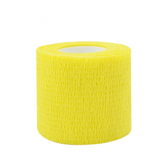黄色-不織布自己接着保護弾性スポーツ包帯7.5cm、1巻 の画像