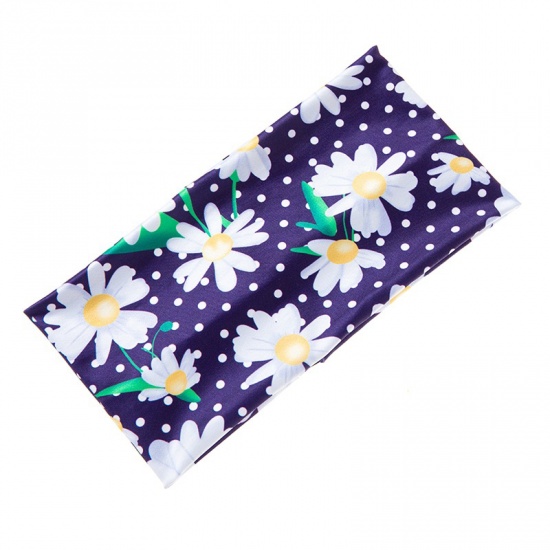 Picture of Blue Violet - Flower Sports Yoga Wide Elastic Headband 48cm long, 1 Piece