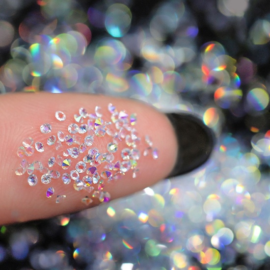 Picture of Glass Rhinestone Clear AB Color DIY Nail Art Materials Decoration 1.1mm, 1 Bag