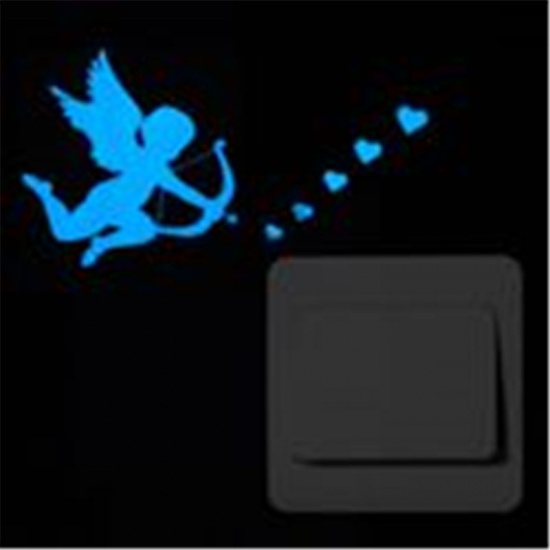 Picture of PVC Home Decor Wall Decal Sticker Blue Cupid Glow In The Dark 1 Piece