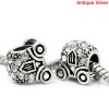 Picture of Zinc Based Alloy European Style Large Hole Charm Beads Pumpkin Car Halloween Antique Silver Clear Rhinestone 12mm x 12mm, Hole: Approx: 4.9mm, 10 PCs