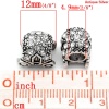 Picture of Zinc Based Alloy European Style Large Hole Charm Beads Pumpkin Car Halloween Antique Silver Clear Rhinestone 12mm x 12mm, Hole: Approx: 4.9mm, 10 PCs