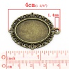 Image de Pendentifs Supports à Cabochons en Alliage de Zinc Ovale Bronze Antique (Convenable à 25mmx18mm) 4cm x 3cm, 1 Paquet(environ 250 Pcs)