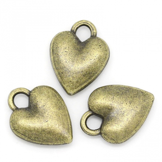 Picture of Charm Pendants Heart Antique Bronze 14x10.5mm,50PCs