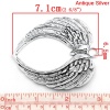 Picture of Zinc Based Alloy Connectors Findings Heart Antique Silver Angel Wing Carved 6.9cm x6.6cm, 30 PCs