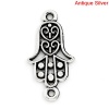 Picture of Connectors Findings Hamsa Hand /Palm Antique Silver Hollow Heart Carved 25x13mm,50PCs
