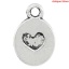 Picture of Charm Pendants Oval Antique Silver Heart Carved 13x9mm,100PCs