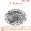 Immagine di Lega di Zinco Ciondoli Ovale Argento Antico Basi per Cabochon Addetti 4cm x 3cm 5.7cm x 4.8cm, 5 Pz