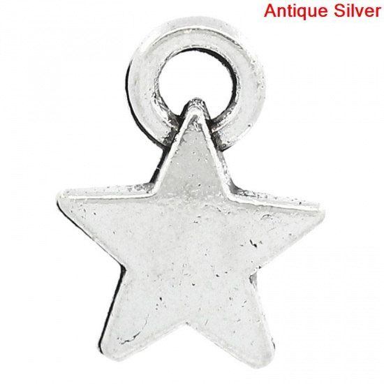 Picture of Charm Pendants Star Antique Silver 12x9mm,100PCs