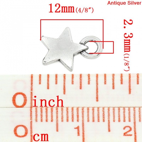 Picture of Charm Pendants Star Antique Silver 12x9mm,100PCs