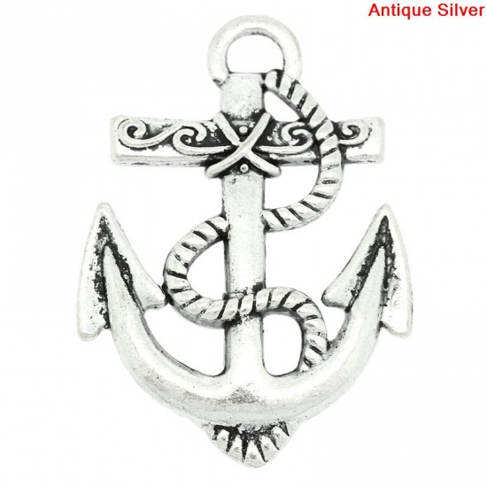 Picture of Charm Pendants Anchor Antique Silver 39.5x28.5mm,10PCs