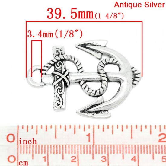 Picture of Charm Pendants Anchor Antique Silver 39.5x28.5mm,10PCs