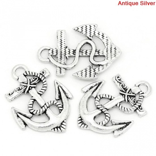 Picture of Charm Pendants Anchor Antique Silver 39.5x28.5mm,10PCs