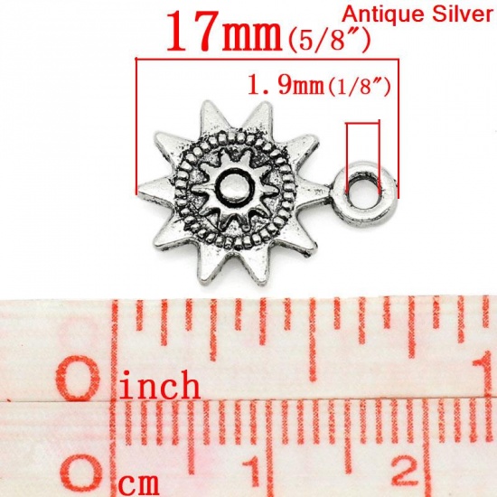 Picture of Charm Pendants Sun Antique Silver 17x13mm,50PCs