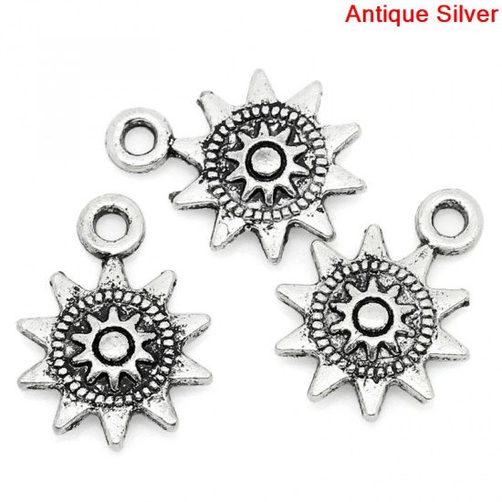Picture of Charm Pendants Sun Antique Silver 17x13mm,50PCs