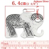 Image de Pendentifs en Alliage de Zinc Animal Eléphant Argent Vieilli 5.4cm x 6.4cm, 4 Pcs