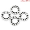 Picture of Zinc Metal Alloy European Style Large Hole Charm Beads Flat Round Antique Silver Dot Pattern About 9mm Dia, Hole: Approx 4.6mm, 200 PCs