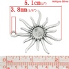 Picture of Zinc Based Alloy Cabochon Setting Pendants Sun Antique Silver (Fits 12mm Dia.) 4.6cm x 5.1cm, 10 PCs