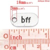 Immagine di Lega di Zinco Charm Ciondoli Ovale Argento Antico Lettere Disegno Messaggio bff Intagliato 18mm x 9mm, 100 Pz