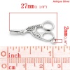 Picture of Zinc Metal Alloy Charm Pendants Bird Shape Scissors Antique Silver 27mm(1 1/8") x 14mm( 4/8"), 50 PCs