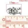 Image de Pendentifs en Alliage de Zinc Forme Robot Coeur Argent vieilli, 17.0mm x 10.0mm, 50 Pièces