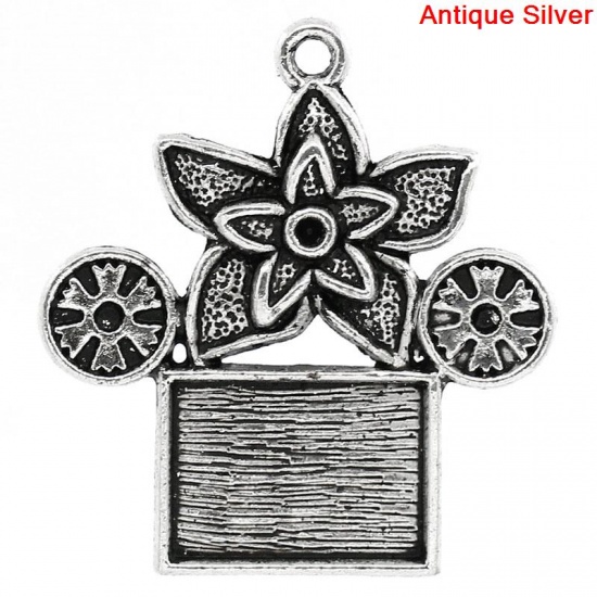 Picture of Charm Pendants Film Projector Antique Silver Cabochon Setting(Fits 14x10mm,Can Hold ss4,ss6 Rhinestone) 3.2x2.9cm,20PCs