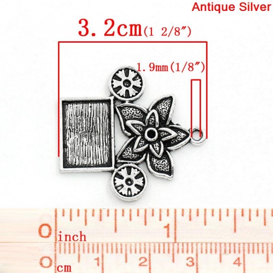 Picture of Charm Pendants Film Projector Antique Silver Cabochon Setting(Fits 14x10mm,Can Hold ss4,ss6 Rhinestone) 3.2x2.9cm,20PCs